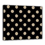 Polka Dots - Khaki Brown on Black Canvas 24  x 20  (Stretched)