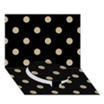 Polka Dots - Khaki Brown on Black Circle Bottom 3D Greeting Card (7x5)
