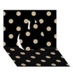 Polka Dots - Khaki Brown on Black Apple 3D Greeting Card (7x5)