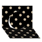 Polka Dots - Khaki Brown on Black Circle 3D Greeting Card (7x5)