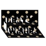 Polka Dots - Khaki Brown on Black Best Wish 3D Greeting Card (8x4)