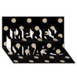 Polka Dots - Khaki Brown on Black Merry Xmas 3D Greeting Card (8x4)