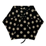 Polka Dots - Khaki Brown on Black Mini Umbrella