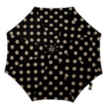 Polka Dots - Khaki Brown on Black Hook Handle Umbrella (Small)