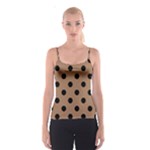 Polka Dots - Black on French Beige Spaghetti Strap Top
