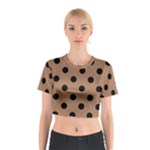 Polka Dots - Black on French Beige Cotton Crop Top