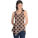Polka Dots - Black on French Beige Sleeveless Tunic