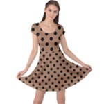 Polka Dots - Black on French Beige Cap Sleeve Dress
