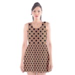 Polka Dots - Black on French Beige Scoop Neck Skater Dress