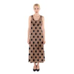 Polka Dots - Black on French Beige Full Print Maxi Dress