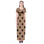 Polka Dots - Black on French Beige Short Sleeve Maxi Dress