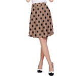 Polka Dots - Black on French Beige A-Line Skirt