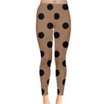 Polka Dots - Black on French Beige Women s Leggings