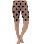 Polka Dots - Black on French Beige Cropped Leggings