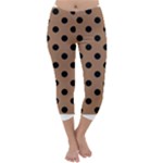 Polka Dots - Black on French Beige Capri Winter Leggings