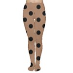 Polka Dots - Black on French Beige Women s Tights
