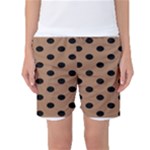 Polka Dots - Black on French Beige Women s Basketball Shorts