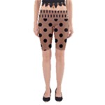 Polka Dots - Black on French Beige Yoga Cropped Leggings
