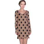 Polka Dots - Black on French Beige Long Sleeve Nightdress
