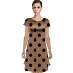 Polka Dots - Black on French Beige Cap Sleeve Nightdress