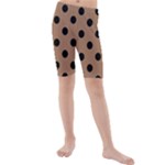 Polka Dots - Black on French Beige Kid s Mid Length Swim Shorts