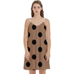 Polka Dots - Black on French Beige Women s Reversible Sports Bra with Border