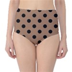 Polka Dots - Black on French Beige High-Waist Bikini Bottoms