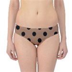 Polka Dots - Black on French Beige Hipster Bikini Bottoms
