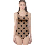 Polka Dots - Black on French Beige One Piece Swimsuit