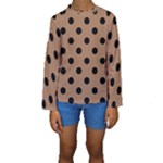 Polka Dots - Black on French Beige Kid s Long Sleeve Swimwear