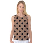 Polka Dots - Black on French Beige Women s Basketball Tank Top