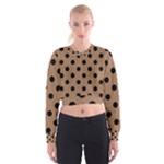 Polka Dots - Black on French Beige Women s Cropped Sweatshirt