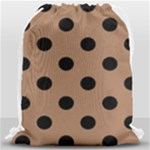 Polka Dots - Black on French Beige Drawstring Bag (Large)