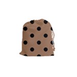 Polka Dots - Black on French Beige Drawstring Pouch (S)