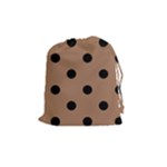 Polka Dots - Black on French Beige Drawstring Pouch (M)