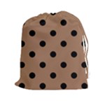 Polka Dots - Black on French Beige Drawstring Pouch (XXl)