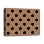 Polka Dots - Black on French Beige Deluxe Canvas 16  x 12  (Stretched)