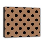 Polka Dots - Black on French Beige Deluxe Canvas 20  x 16  (Stretched)