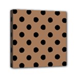 Polka Dots - Black on French Beige Mini Canvas 6  x 6  (Stretched)