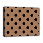 Polka Dots - Black on French Beige Canvas 14  x 11  (Stretched)