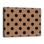 Polka Dots - Black on French Beige Canvas 16  x 12  (Stretched)
