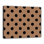 Polka Dots - Black on French Beige Canvas 20  x 16  (Stretched)