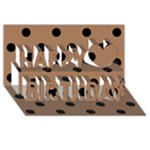 Polka Dots - Black on French Beige Happy Birthday 3D Greeting Card (8x4)