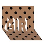 Polka Dots - Black on French Beige GIRL 3D Greeting Card (7x5)