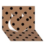 Polka Dots - Black on French Beige Heart 3D Greeting Card (7x5)