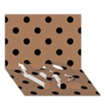 Polka Dots - Black on French Beige LOVE Bottom 3D Greeting Card (7x5)
