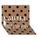 Polka Dots - Black on French Beige YOU ARE INVITED 3D Greeting Card (7x5)