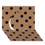 Polka Dots - Black on French Beige Circle 3D Greeting Card (7x5)