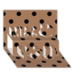 Polka Dots - Black on French Beige Miss You 3D Greeting Card (7x5)