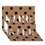 Polka Dots - Black on French Beige TAKE CARE 3D Greeting Card (7x5)